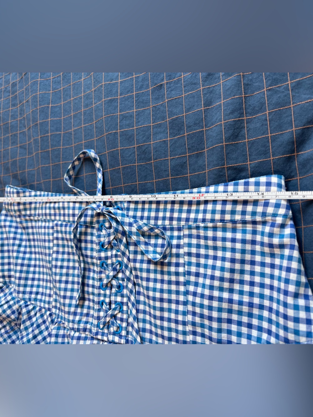 Urban outfitters Blue Gingham Tiered Ruffle Skirt - size s - Picture 9 of 9